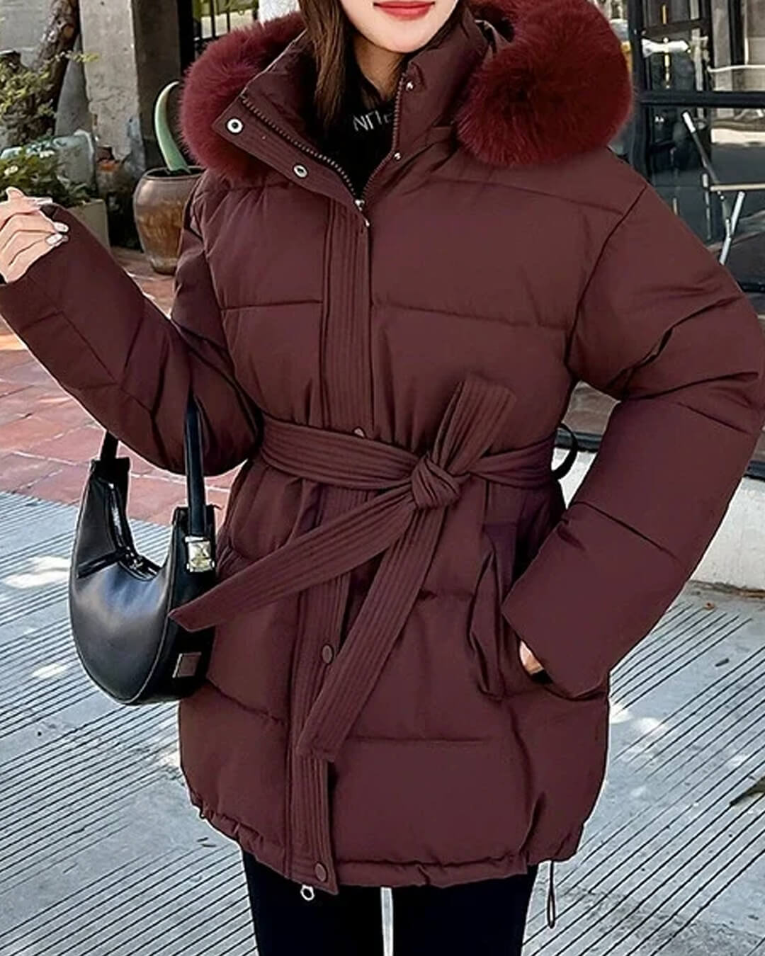 Manteau à col en fausse fourrure Myrtle