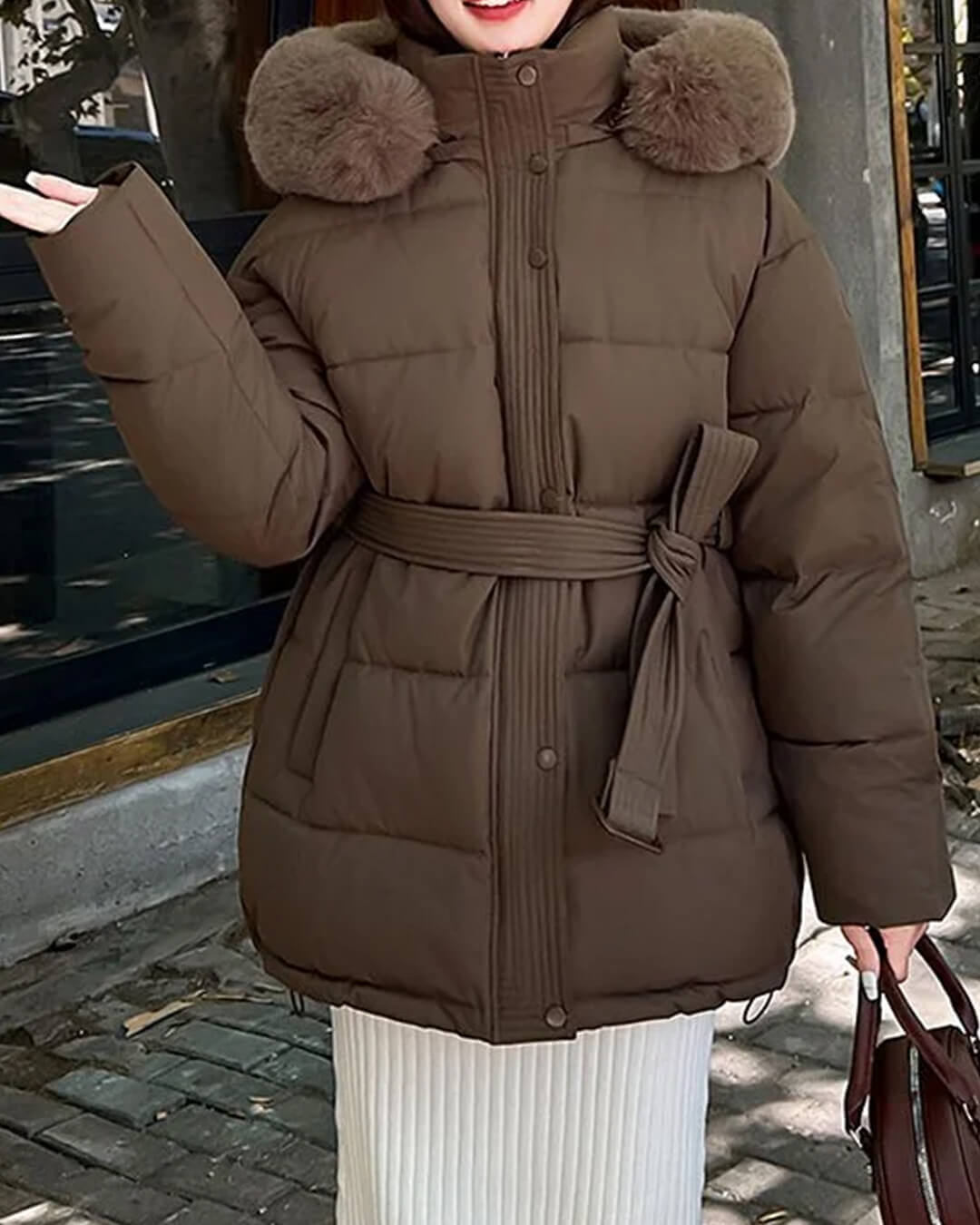 Manteau à col en fausse fourrure Myrtle