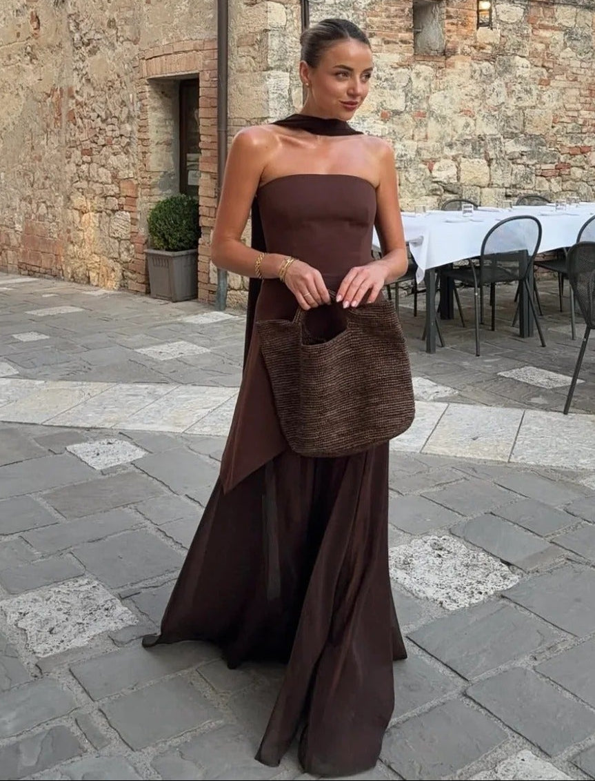 Ophelia robe maxi asymétrique transparente