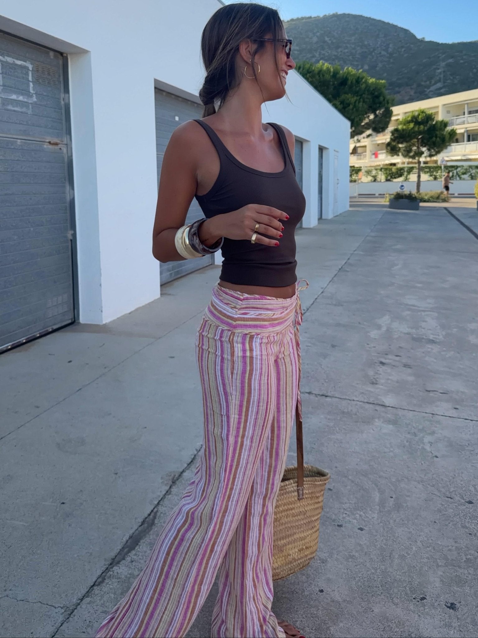 SOERA Sienna Striped Palazzo Pants - Pants - SOERA-598979-DEF-OS-52616 Orange/Yellow L