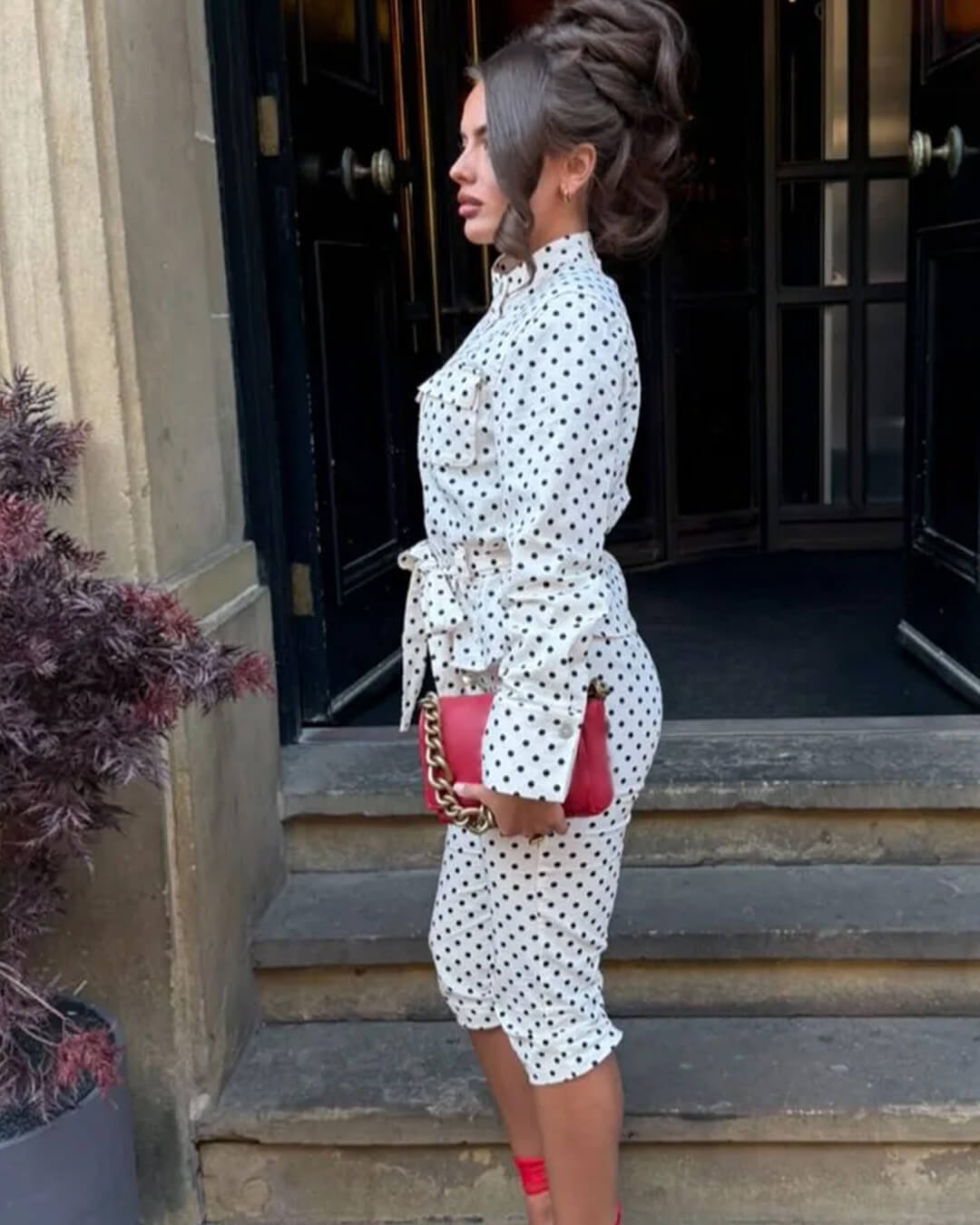 SOERA Jia Polka Dot High - Waist Trouser Set - Set -  Pants S