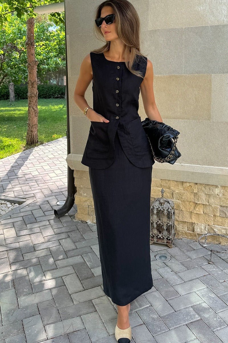 Ensemble Gilet en Lin Lorelei et Jupe Taille Haute