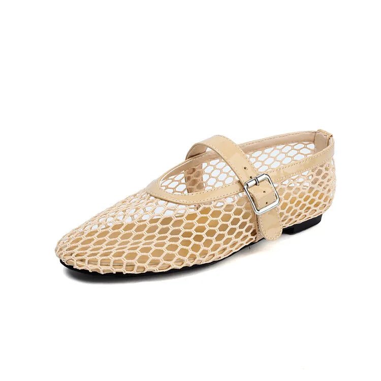 SOERA Bianca Buckled Mesh Ballet Flats - Shoes -  Black 35