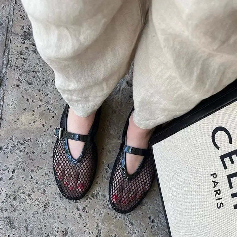 SOERA Elena Mesh Ballet Flats - Shoes -  Black 36