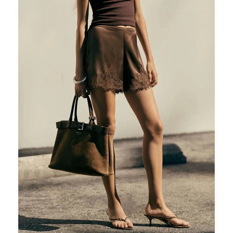 SOERA Fiora Satin Shorts - Shorts -  Brown L