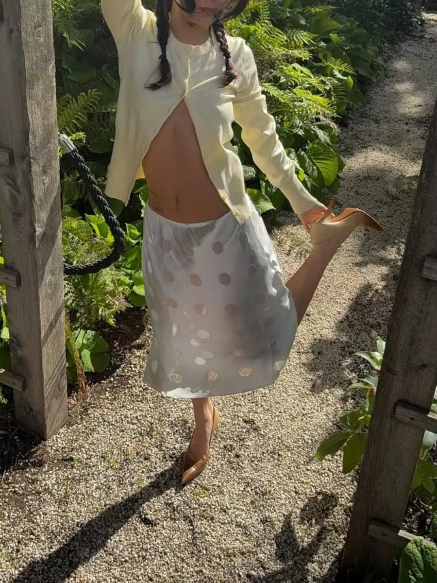 SOERA Aislinne Polka Dot Sheer Skirt - Skirt - SOERA-377091-BEI-L-15683 Beige L