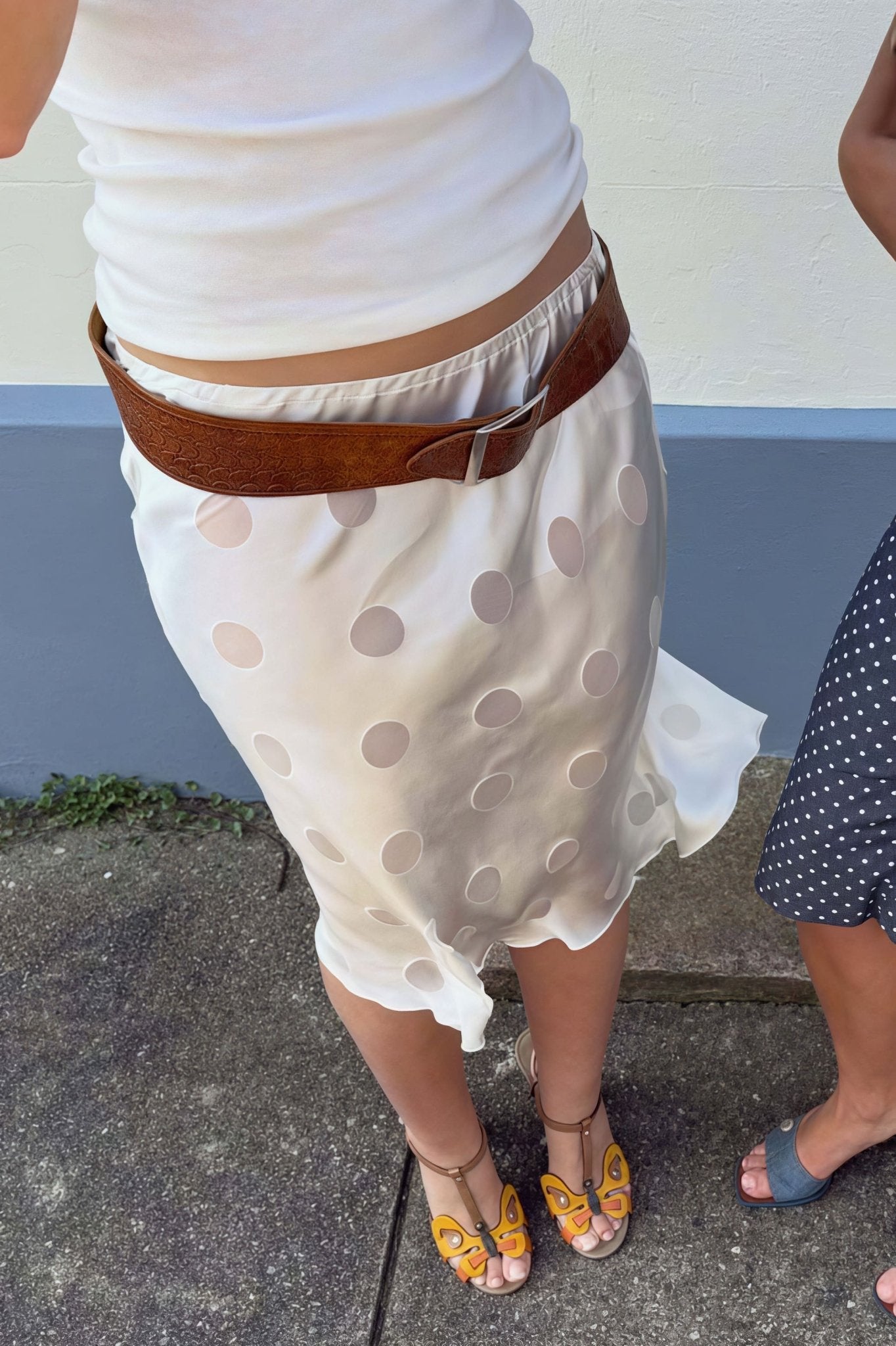 SOERA Aislinne Polka Dot Sheer Skirt - Skirt - SOERA-377091-BEI-S-50147 Beige S