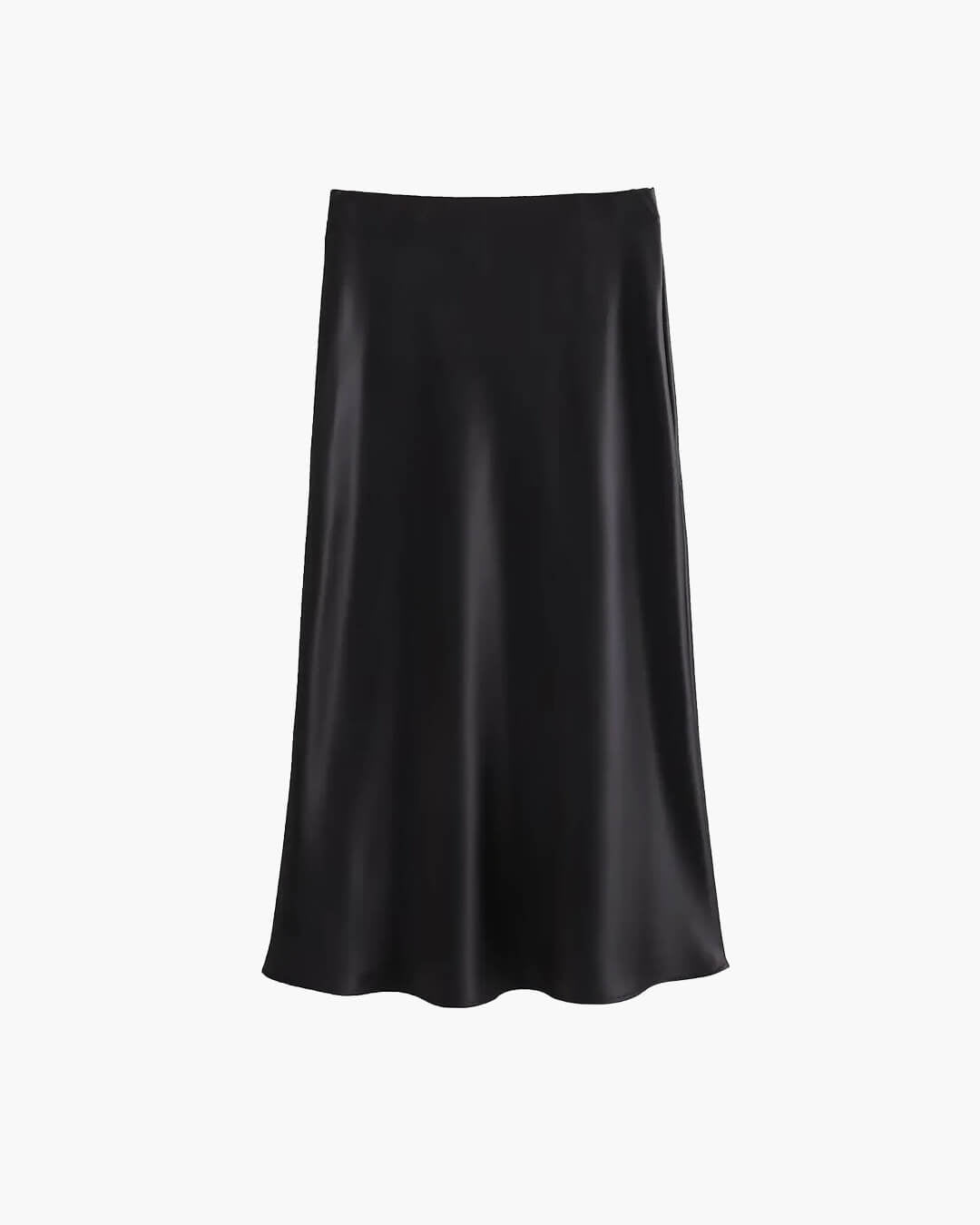 SOERA Anais High Waist Black Satin Midi Skirt - Skirt -  Beige XS