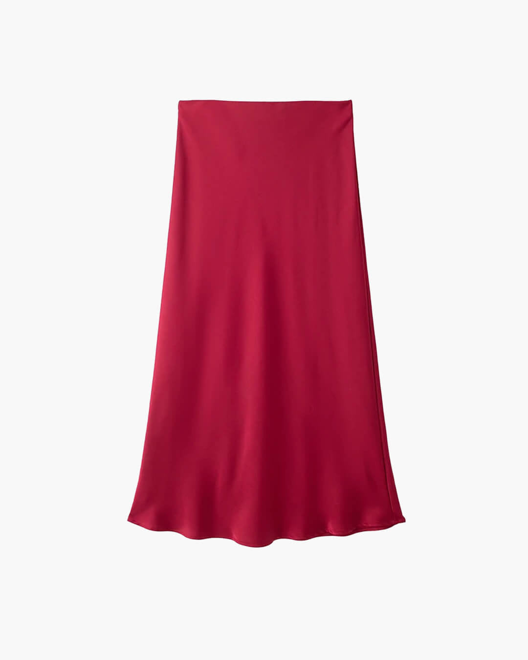 SOERA Anais High Waist Black Satin Midi Skirt - Skirt -  Red XS