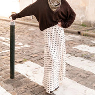 Beatrice jupe maxi satin à pois