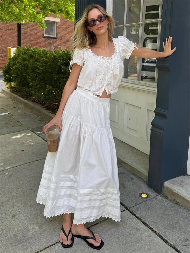 SOERA Blair High-Waist Lace Maxi Skirt - Skirts -  White