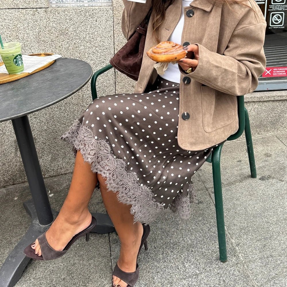 SOERA Nicky Retro Dots Lace Midi Skirt - Skirts - 1005010113115005-;Zg1774621553326392957 Dark Brown M