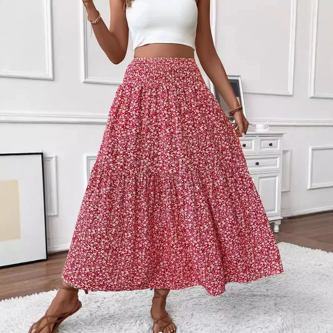 SOERA Rivka Boho Floral Maxi Skirt - Skirts -  Plain Blue S
