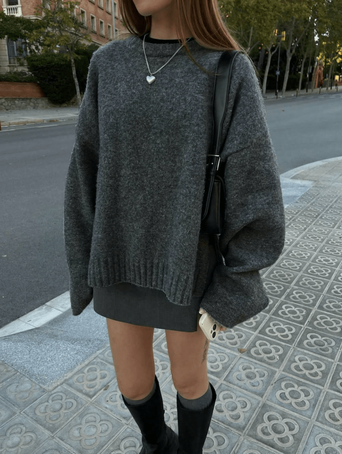 SOERA Angela Ribbed Knit Sweater - Sweaters - SOERA-822083-S-GREY-92707 Grey One Size