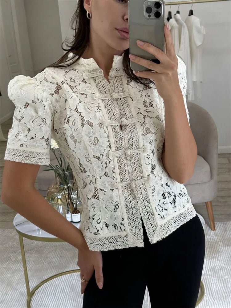 SOERA Brielle Lace Patchwork Cardigan - Sweaters & Cardigans -  White L