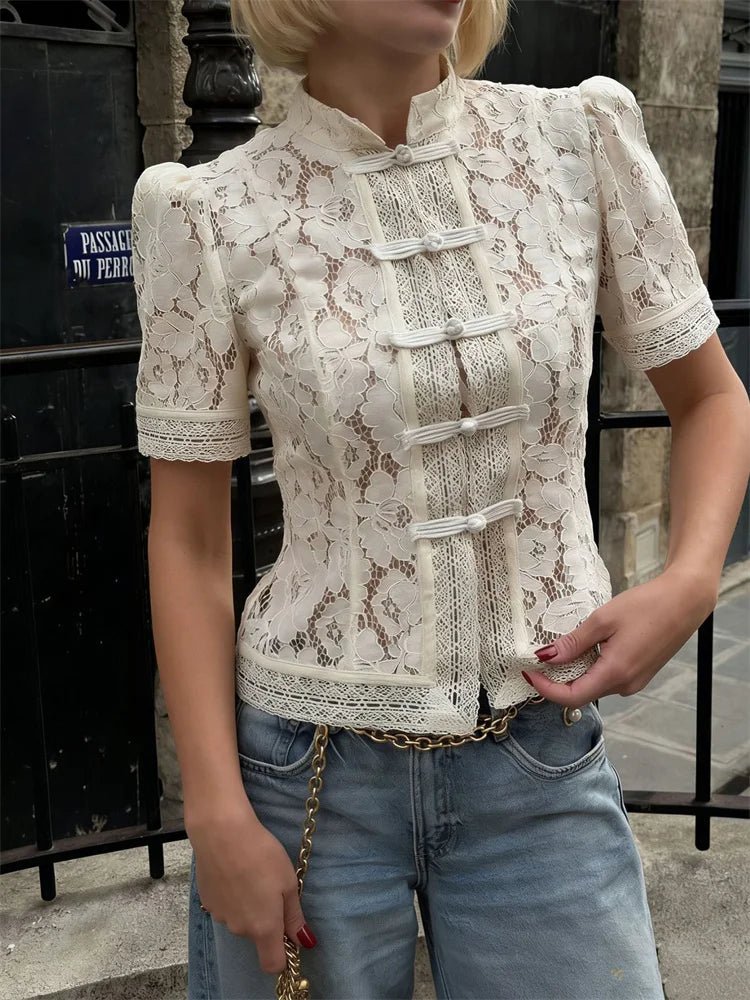 SOERA Brielle Lace Patchwork Cardigan - Sweaters & Cardigans -  White XS