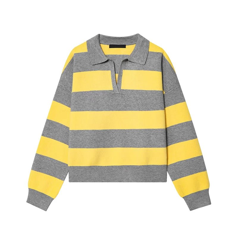 SOERA Elena Striped Polo Neck Sweater - Sweaters & Cardigans -  Yellow M