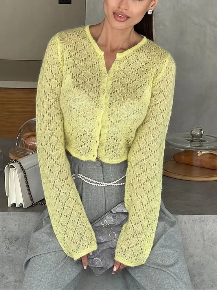 SOERA Tessa Sheer Cropped Cardigan - Sweaters & Cardigans - 1005009286675950-;ou1775118412811762040 White S