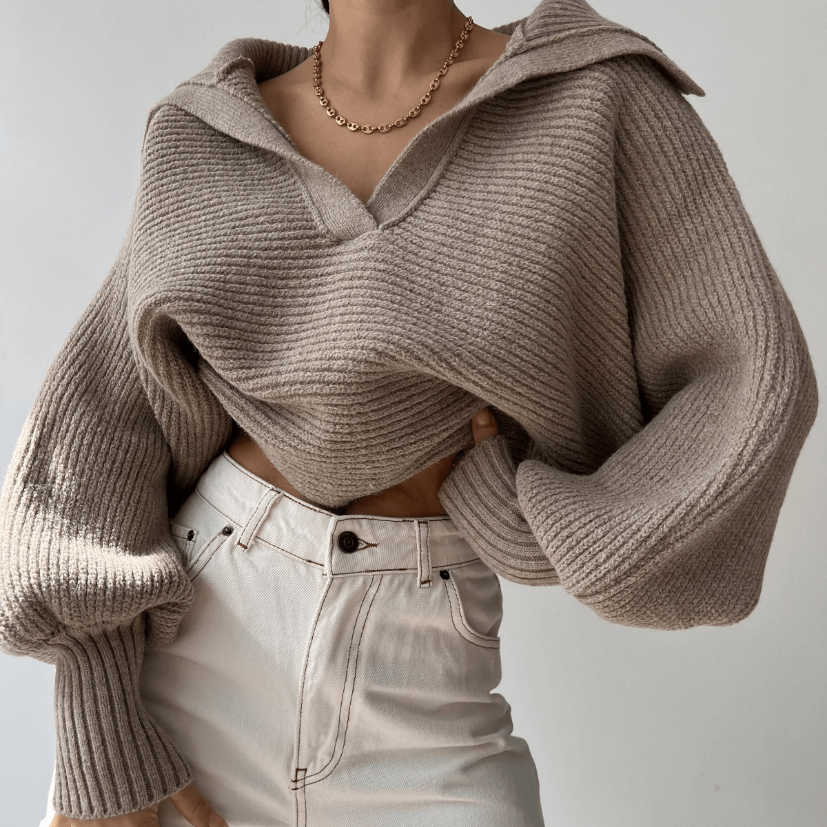 SOERA Kath Oversized Knit Sweater - Sweaters - uE1766362638995765942 Brown S