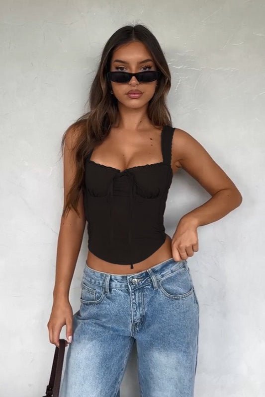 SOERA Celeste Lace Trim Cami Top - Top - SOERA-639811-BLA-S-16643 Black S