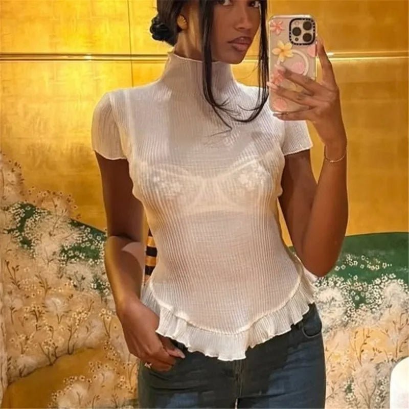 SOERA Celeste Ribbed Turtleneck Tee - Top -  XS