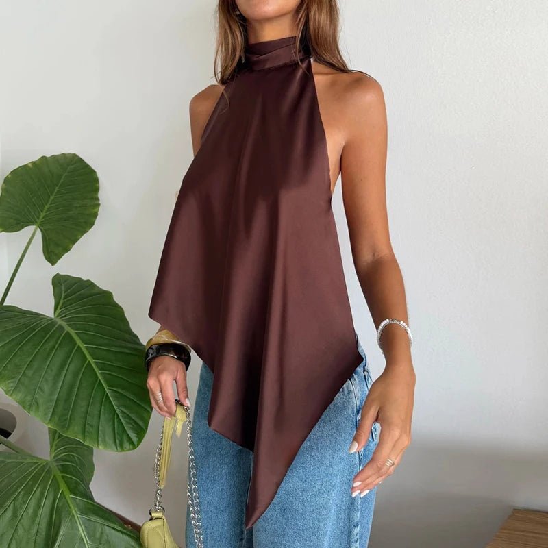SOERA Elina Backless Halter Top - Top - SOERA-632323-DEF-OS-08772 Brown M