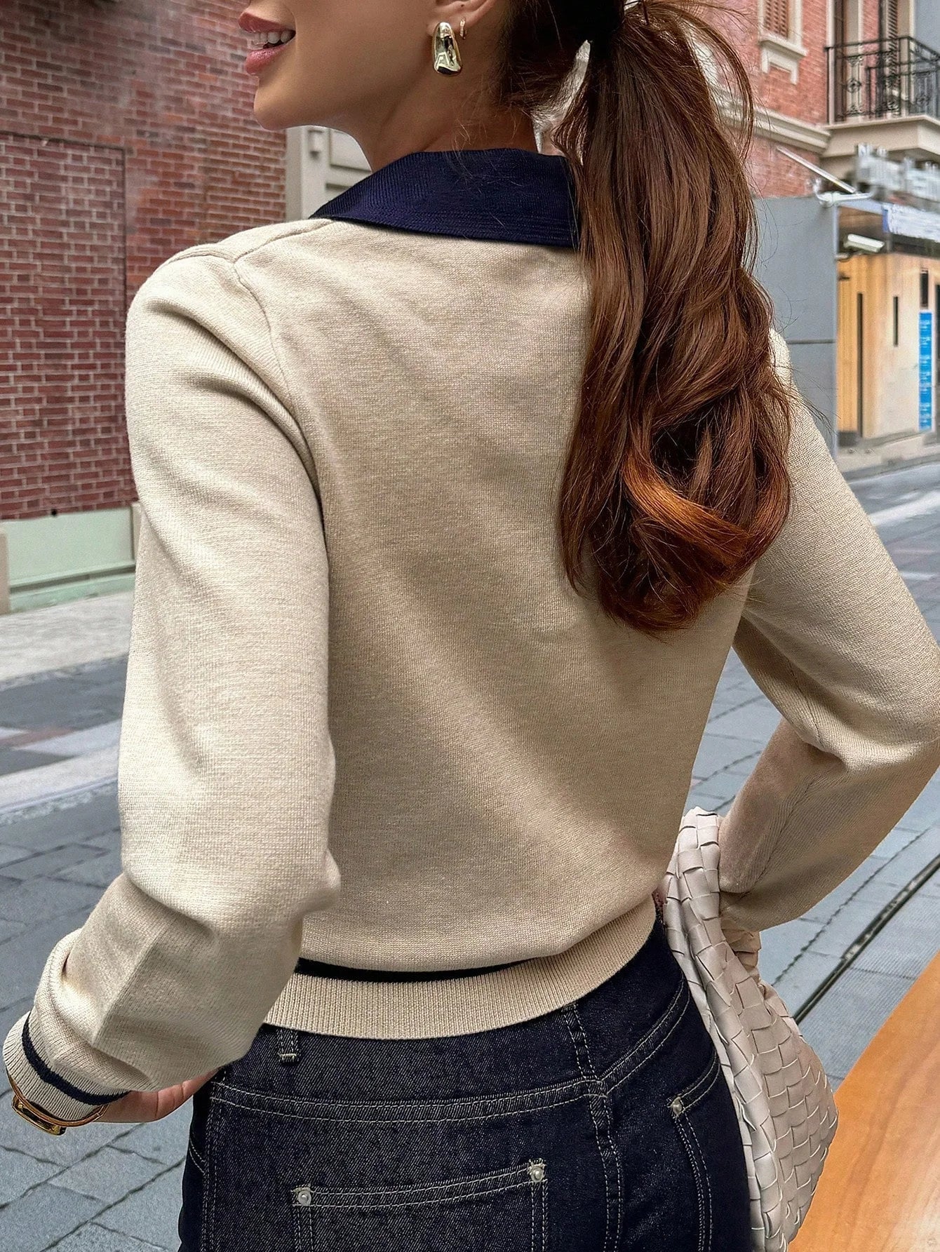 SOERA Paris Color Block Knit Polo Top - Top - SOERA-922947-KHA-L-80579 Khaki L