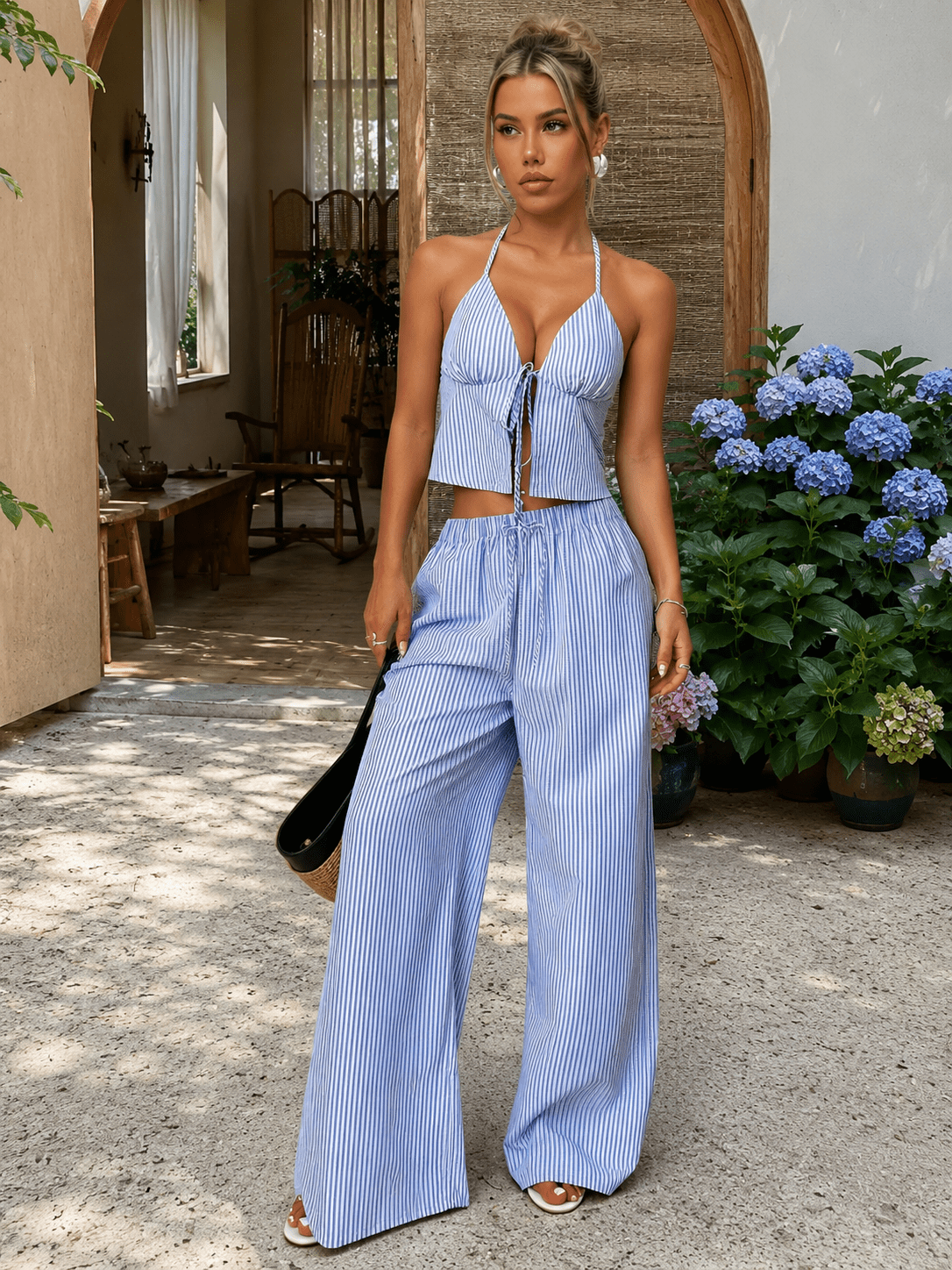 SOERA Simone Striped Halter Top - Top - SOERA-168323-AZU-XS-84035 Azul XS