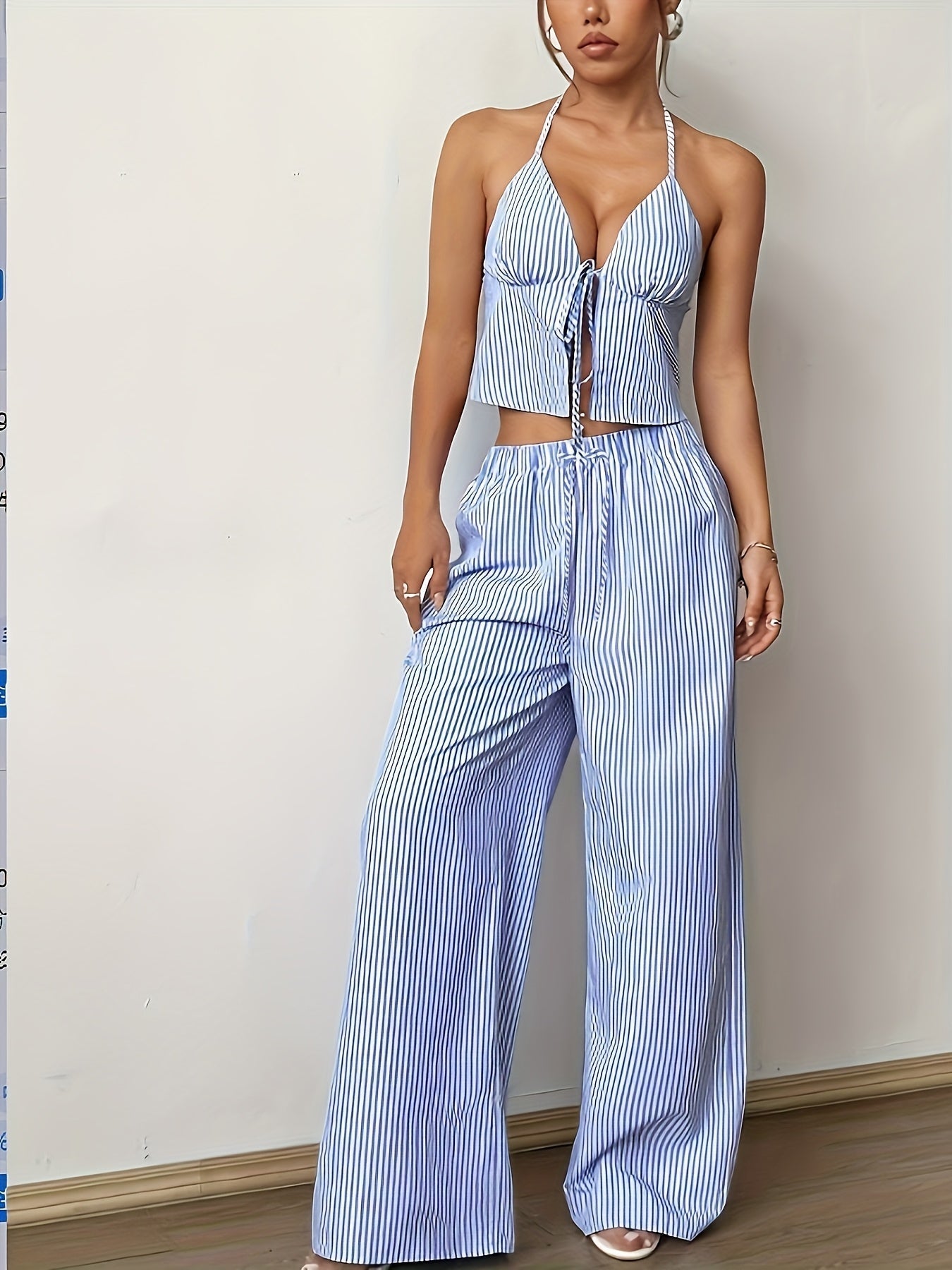 SOERA Simone Striped Halter Top - Top - SOERA-168323-AZU-XS-84035 Azul XS