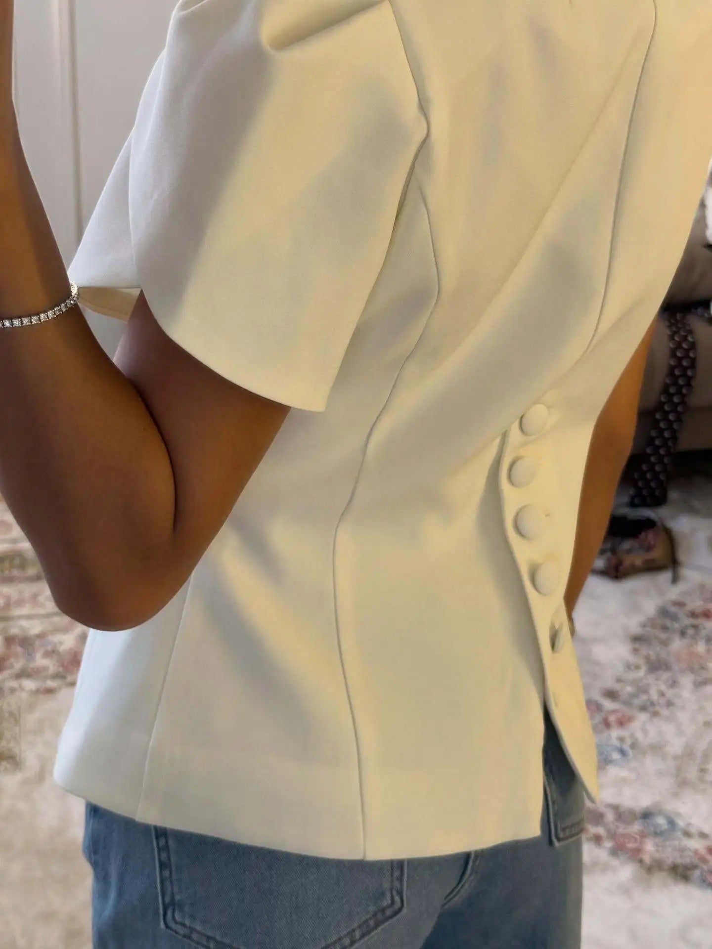 SOERA Bianca Button Front Stand Collar Top - Tops -  White S