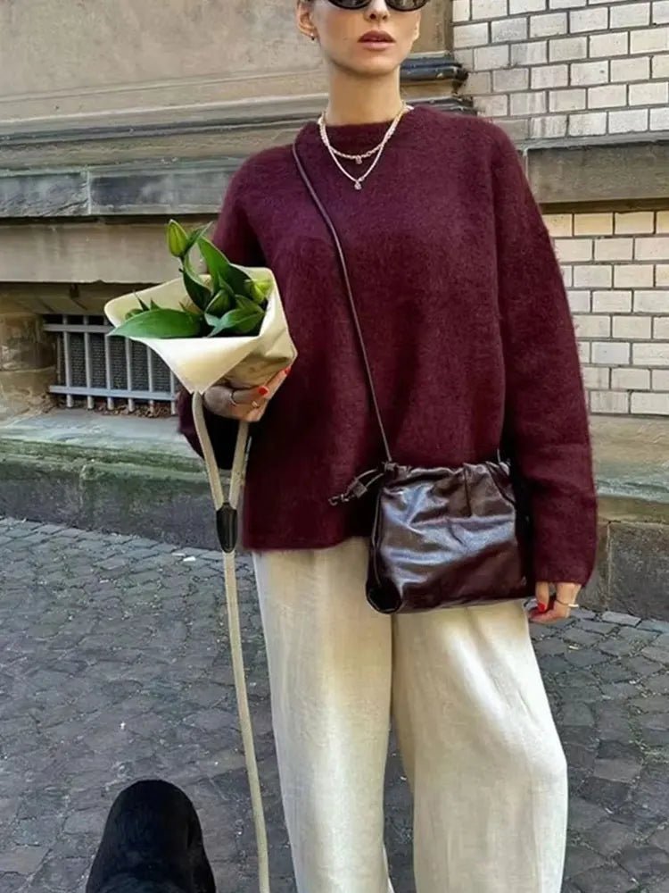 SOERA Blake Knit Sweater - Tops - 3256810007316475-;fp1764003583156537029 Burgundy S