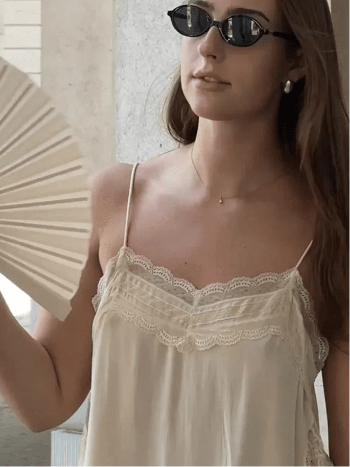 SOERA Diane Lace Trim Cami Top - Tops - 1005009863619338-;es1775118759311999946 Yellow S