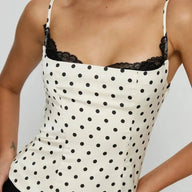 Sofia Polka Dot Lace Trim Camisole