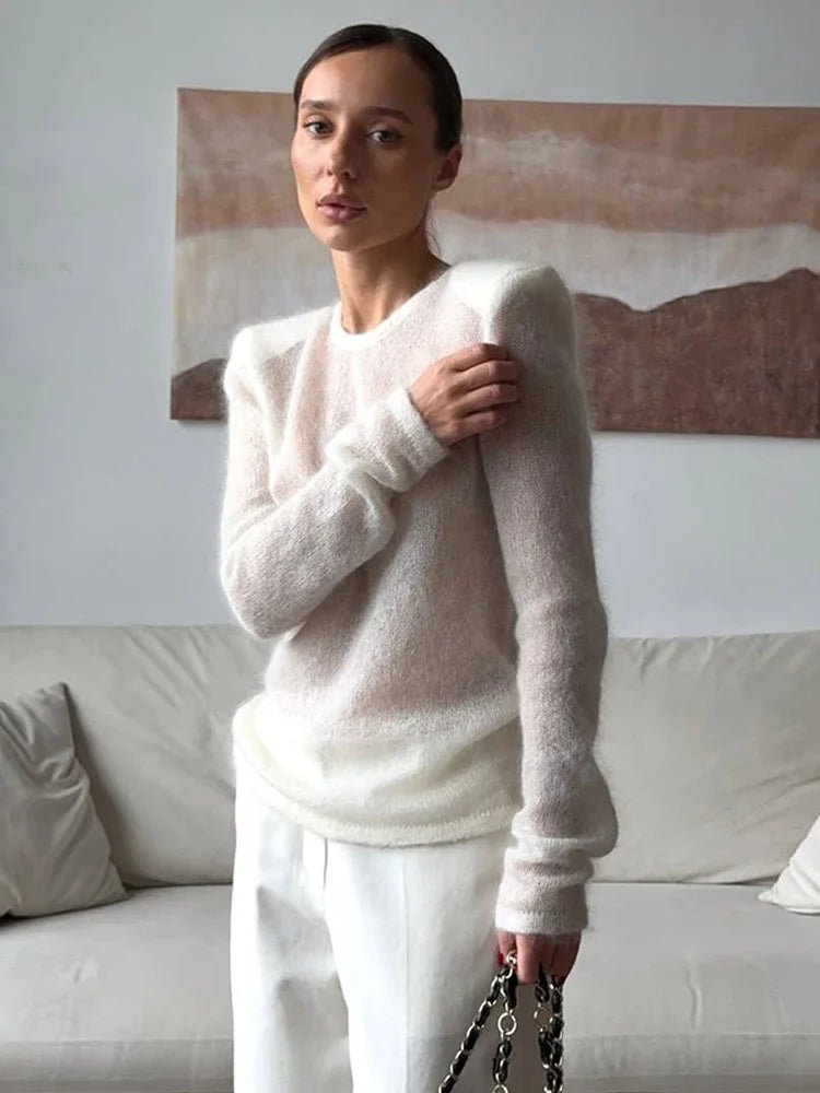 SOERA Maricar Slim Fit Sheer Pullover - Tops - 3256810170403788-;zz1766554850588605509 White M