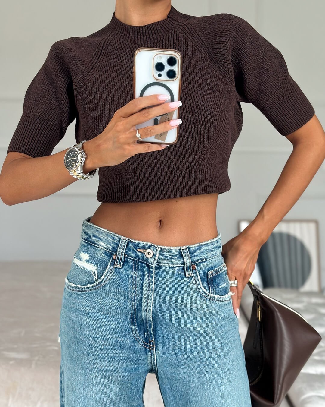 SOERA Paloma Seamless Knit Crop Top - Tops - 1005010013338125-;DU1764703454034270871 Brown S