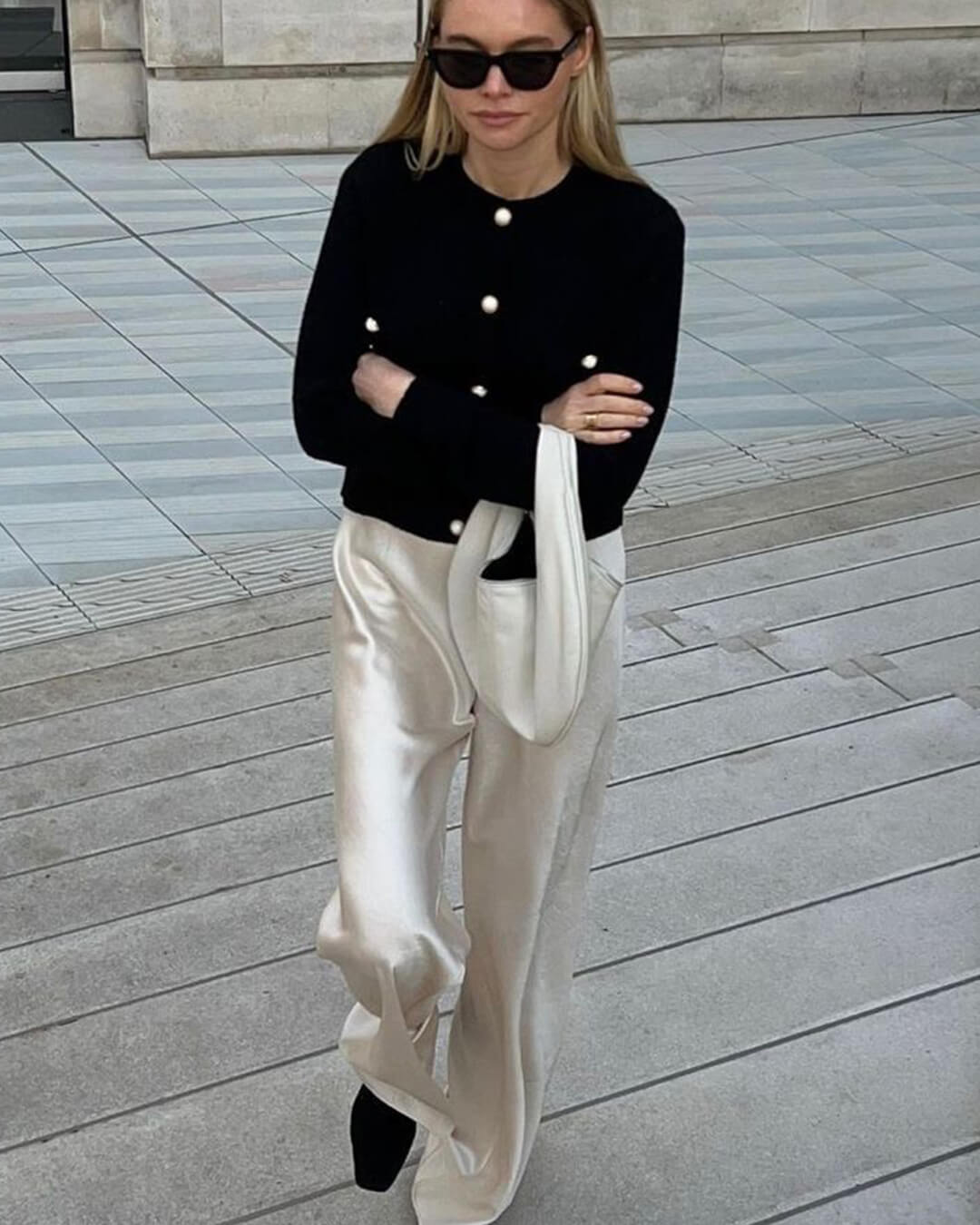 SOERA Wendy Wide Leg Satin Trousers - Trousers - 3256808273823050-;tp1763832189654810029 White S