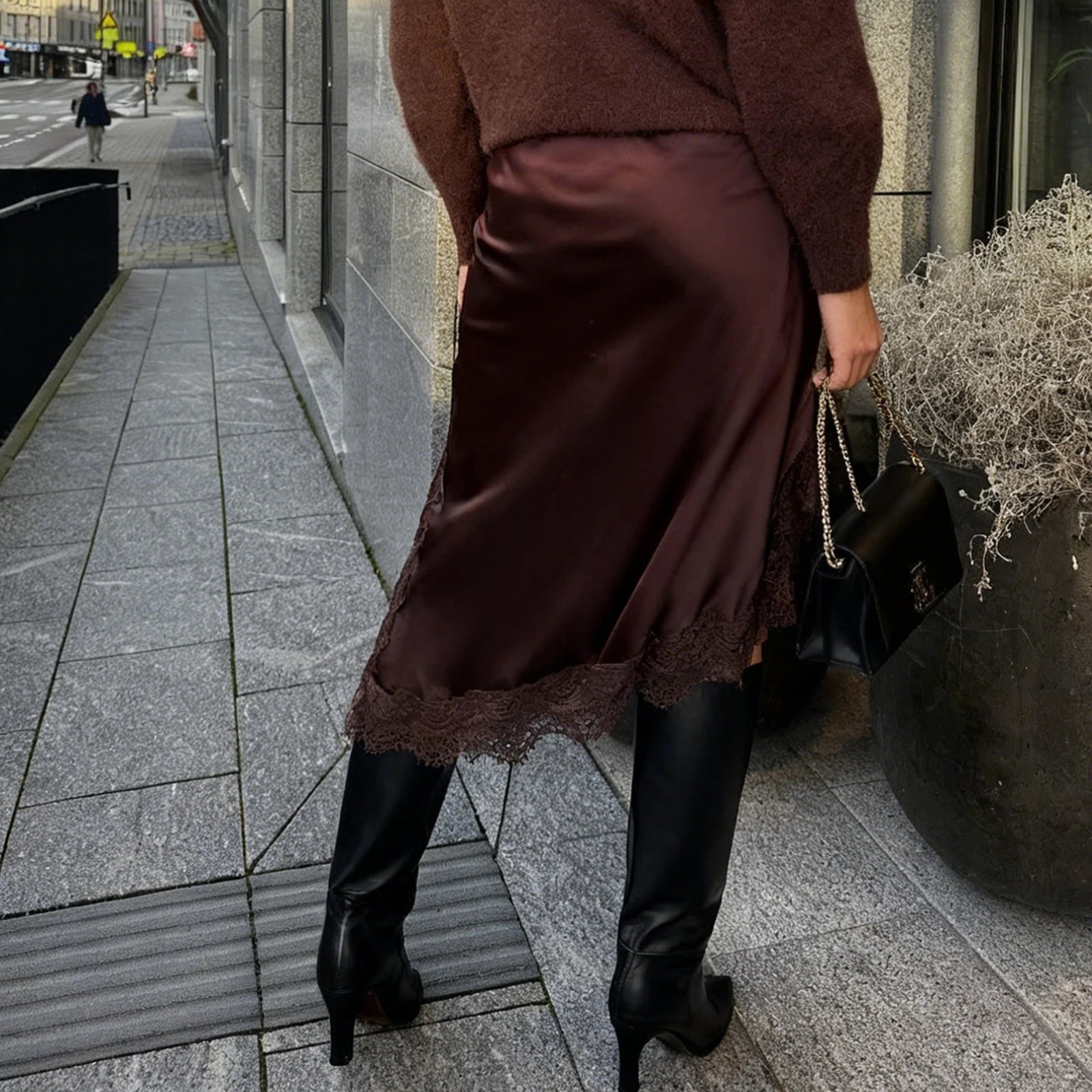 SOERA Dalila Side Slit Lace Trim Midi Skirt - Women's Skirts - 1005010443594848-;Cb1775118415197877751 As photo shows S